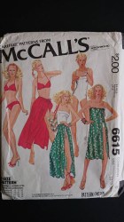 6615 MCCALLS 1979 1-2 PIECE BATHING SUITS, SKIRT, COVERUP, BAG STRETCH PATTERN 10-14 UNCUT